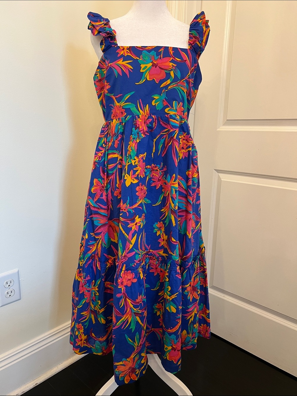 J. Crew Vibrant Tropical Midi Dress Women's 8P